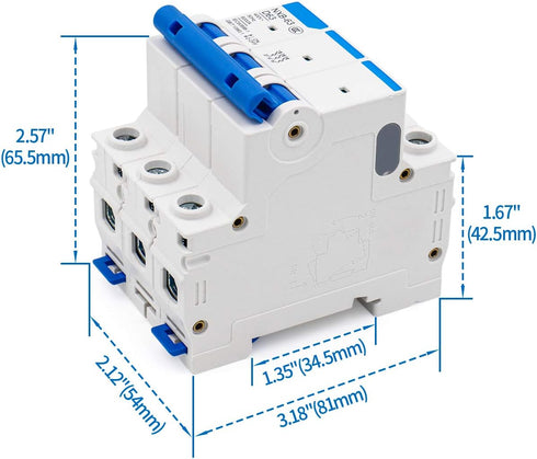 Baomain Mini Circuit Breaker NXB-63 D63 AC 400V 63Amp 3 Pole DIN Rail Mounting Work for Motor Protection and Air Compressor...