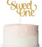 1st Birthday Gold Cake Topper - Glitter Sweet One Cake Topper for Photo Booth Props, Single-Sided First Anniversary Party Shower Cake Smash Decora...