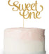1st Birthday Gold Cake Topper - Glitter Sweet One Cake Topper for Photo Booth Props, Single-Sided First Anniversary Party Shower Cake Smash Decora...