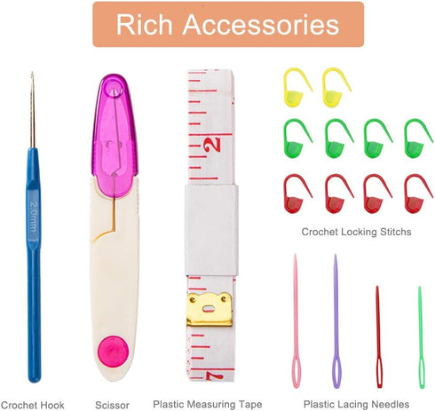18 Pairs Circular Knitting Needles Set, Vancens Premium Bamboo Knitting Needles with Colorful Plastic Tube, 5 Kind of Tools for Weave are Included...
