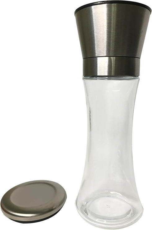 Elegant GRINDER 7 inch tall, Eco-Friendly Stainless Steel and Glass grinder, with Adjustable Ceramic Grinder, Spice Mill, Pepper Grinder or Salt G...