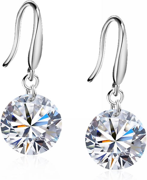 925 Sterling Silver Earings Dangle Shiny Cubic Zirconia Studs Hypoallergenic for Women | Earrings for Women Trendy | Dangling Earrings for Women |...