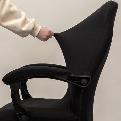Office Chair Cover with Arm Covers - Universal Stretch Desk Chair Cover, Computer Chair Slipcovers (Size: L) - Black...