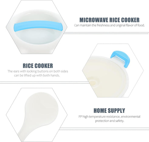 UPKOCH Rice Container Mini Rice Cooker Microwave Rice Cooker Steamer Bowl Microwave Pasta Cooker Cookware with Rice Paddle for Vegetables Quinoa O...