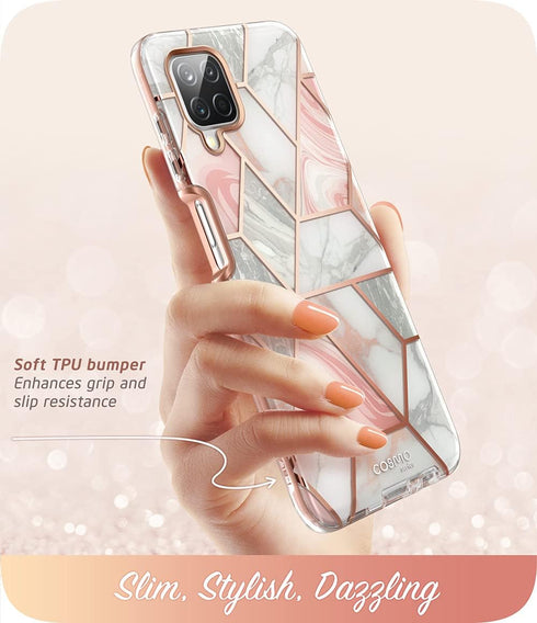 i-Blason Cosmo Series Protective Bumper Case with Built-in Screen Protector for Samsung Galaxy A12 (2021 Release), Marble Multicolor...