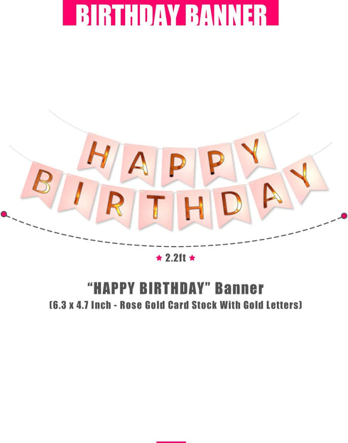 21st Birthday Party Decorations for Her Rose Gold Supplies Big Set with Birthday Banner and 21 BDay Digit Balloons for Women Including Latex and C...