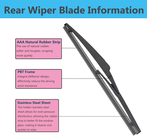 Rear Wiper Blade Arm Set Replacement for Kia Soul 2010-2020, Kia Soul EV 2015-2019 Back Glass Wipers, Factory OE Style Rear Windshield Wiper Arm &...