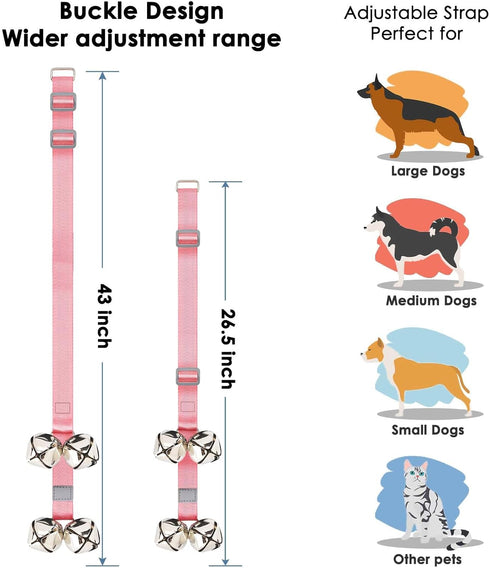 FOLKSMATE Dog Doorbells for Potty Training, Buckle Adjustable Puppy Dog Door Bells with Extra Loud Bells for Dogs Training, Housebreaking, Door Kn...