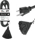 6FT Outdoor Extension Cord with 3 Electrical Power Outlets - 16/3 SJTW Durable Black Cable with 3 Prong Grounded Plug for Safety,Great for Outdoor...