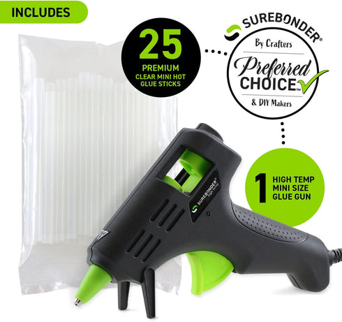 Hot Glue Gun, Surebonder Mini Size 10W High Temperature Glue Gun Kit with 25 Glue Sticks...