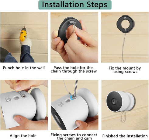 Anti-Drop Security Chain Nest Camera Mount Compatible with Google Nest Cam (Battery) Outdoor Camera Protect Bundle Function, 2 Pack (Cam Not Inclu...