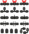 Drip Irrigation Fittings Kit for 1/2 Inch Tubing -18 Pieces Set- 3 Tees,3 Switch Valves,3 T Connectors,2 Elbows,3pcs 1/2" to 1/4" tubing Reducers,...