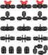 Drip Irrigation Fittings Kit for 1/2 Inch Tubing -18 Pieces Set- 3 Tees,3 Switch Valves,3 T Connectors,2 Elbows,3pcs 1/2" to 1/4" tubing Reducers,...