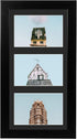 Golden State Art 7x14 Wood Frame for Three 4x6 Picture - Black with 3-Opening Black Mat Color - Portrait or Landscape Wall Mounting - Sturdy and E...