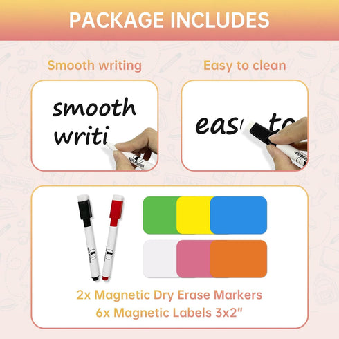 White Board Kit - 10 x 10" Whiteboard with 2 Dry Erase Markers and 6 Magnetic Notes - Double-sided Wall Hanging Dry Wipe Off Board for Home and Of...