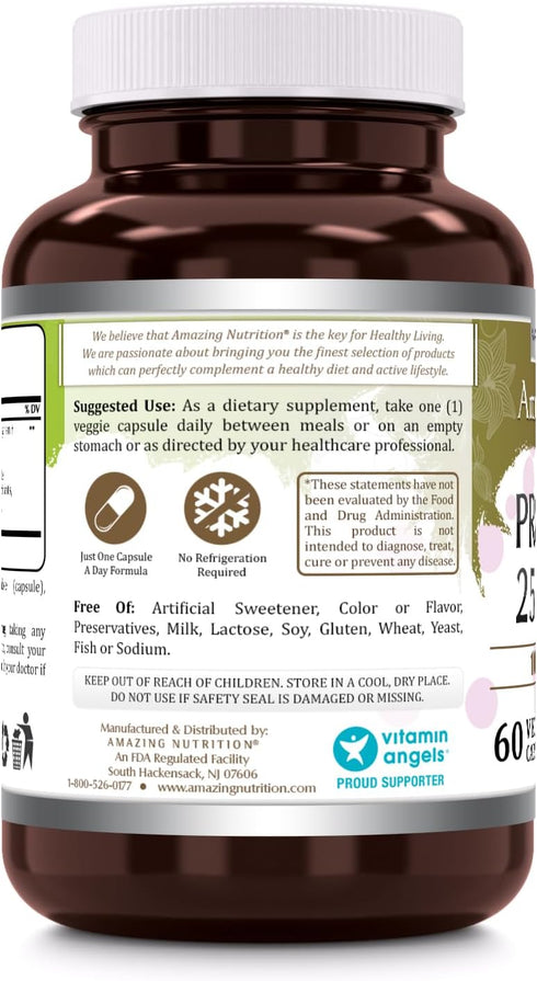 Amazing Flora Probiotic Supplement | 25 Billion-10 Strains | 60 Veggie Capsules | Non-GMO | Gluten-Free | Made in USA...