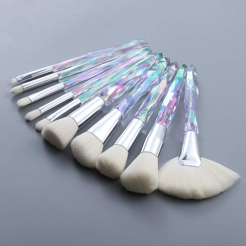 Kingtree Crystal Makeup Brush Set, 10PCS Sparkling Premium Makeup Brushes Professional Synthetic Bristles Foundation Blush Concealer Eyeshadow Mak...