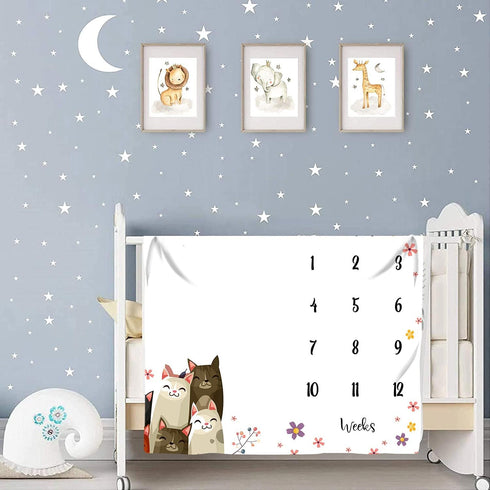 Cute Cat Baby Monthly Milestone Blanket for Boys and Girls, 48x40in, Baby Growth Chart Monthly Blanket BTZMME21...