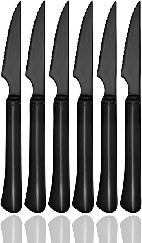 black steak knives Ultra-Sharp Cutlery Set,Dinner Knives 6-Piece Stainless Steel kitchen Serrated Best chef Knife....