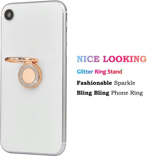 Glitter Bling Bling Phone Ring Holder,Sparkle Phone Ring Kickstand, Cell Phone Finger Ring Grip for Almost All Phones/Pad(Rose Gold)...
