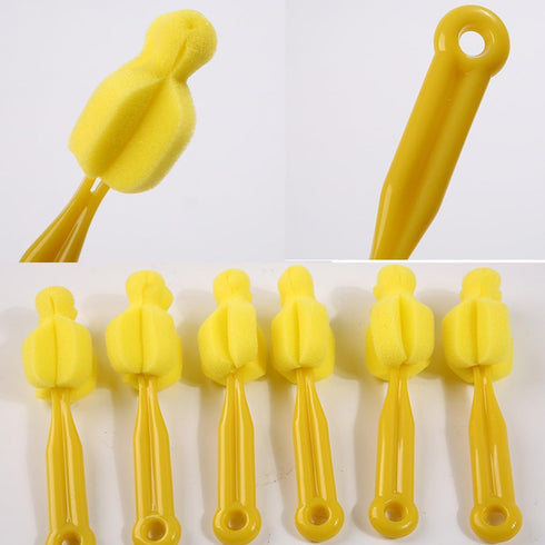 Long Handle Bottle Nipple Cleaner Sponge Brush, BPA-Free Bottle Scrubber - Yellow|6 Pack...