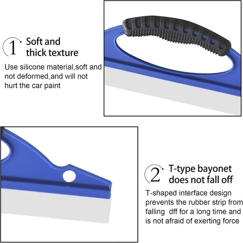 Super Flexible Silicone Squeegee, Auto Water Blade, Water Wiper, Shower Squeegee, Car Windshield, Window, Mirror, Glass Door...