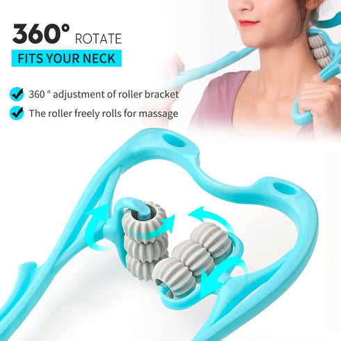 Neck Massager Roller,Handheld Massager with 6 Balls Massage Point, Neck Pain Relief Massager for Deep Tissue in Neck, Back, Shoulder, Waist, and L...