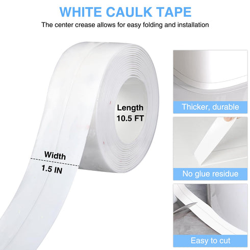 Caulk Tape Bath & Kitchen Self Adhesive Caulking Tape Waterproof,Toilet Caulk Strip,Bathtub Sealing Strip Tape Caulk,Shower Caulk Bathroom Sealant...