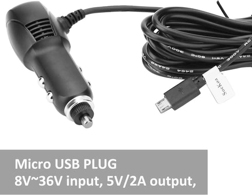 Dash Cam Charger Micro USB, Car Charger with USB Port Compatible with YI, Roav and Most Other Dash Cameras, Sat Navs, Other Android Devices. (11.5...