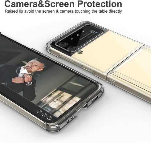 for Galaxy Z Flip 3 Case Cover Clear Card Slot Slim Hard Rugged TPU Edge Protective Case Z POP...