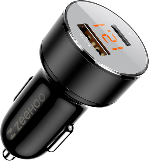 Car Charger Adapter, ZeeHoo USB C Car Charger QC 3.0&PD Dual Port 45W Fast Charging for Apple iPhone 14 13 12 11 Pro Max, Samsung Galaxy S23 Ultra...
