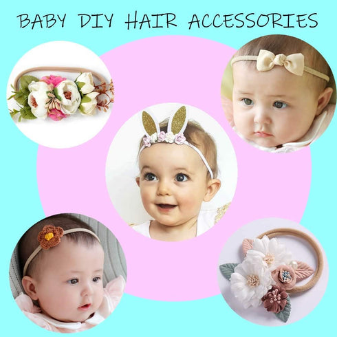inSowni 200 Pack Bulk Wholesale Super Soft Stretchy DIY Nylon Headbands Hair Bands for Baby Girls One Size Fits All...