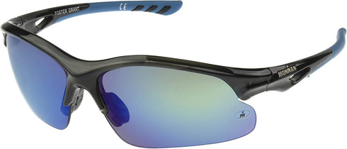 Ironman Ambition Blade Sport Sunglasses for Men, Crystal Grey/Turquoise Mirror, 71mm...