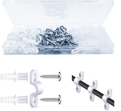 30 Sets Wire Shelf Loop Clips, White Multi Purpose Wire Shelf Clamp, Wire Shelving Accessories, Wire Shelf Wall Clips for Concrete Installation...