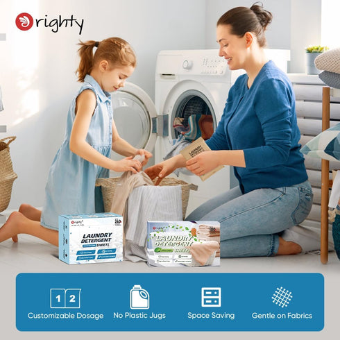 ORIGHTY Laundry Detergent Sheets, (240 Loads) 120 Sheets Fragrance Free, Eco-Friendly & Hypoallergenic Laundry Detergent Strips, Portable and Trav...