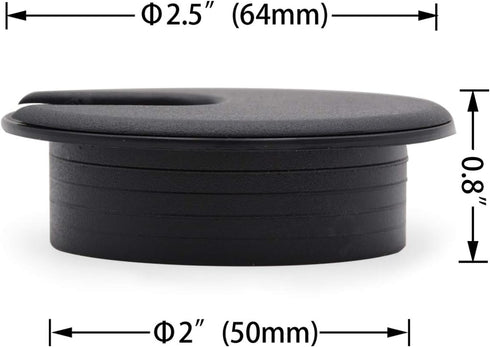 12 Pack 2 Inch Black Desk Grommet Kit Wire Cable Hole Cover Organizer Plastic Cover for Office Cord Management (Black)...