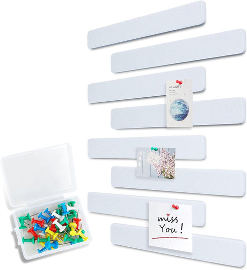Felt Pin Board Bar 13"x2", Pack of 8 Bulletin Board Strips with 40 Push Pins, Home Office Memos Notice Boards Felt Wall Tiles...