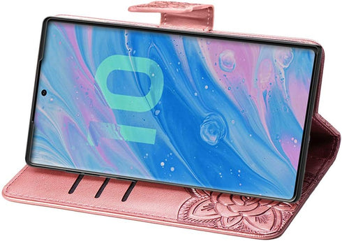 Samsung Galaxy Note 10 Plus Case Bling Diamond Butterfly Embossed Wallet Flip PU Leather Magnetic Card Slots with Stand Cover for Samsung Galaxy N...