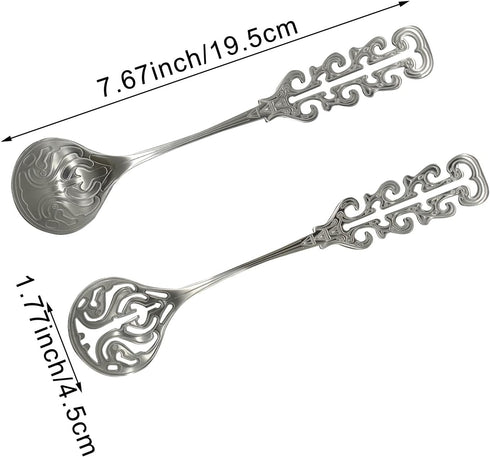 6Pcs Vintage Coffee Spoons 18/10(304) Stainless Steel Sugar Stirring Spoon Retro Royal Style Teaspoon with Slotted Design for Dessert Ice Cream Mi...