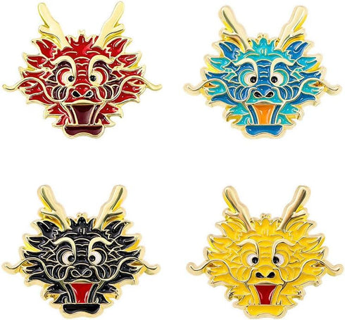Dragon Head Brooch Set for Women Men Cute Cartoon Animal Dragon Brooch Fashion Enamel Crafts Lapel Pins Creative Zodiac Badges Couple Jewelry Gift...