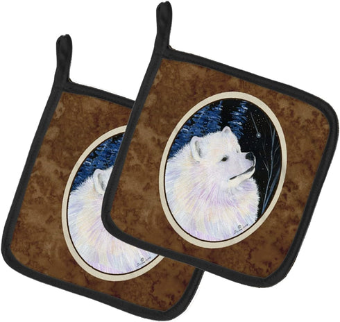Caroline's Treasures SS8376PTHD Starry Night Samoyed Pair of Pot Holders Kitchen Heat Resistant Pot Holders Sets Oven Hot Pads for Cooking Baking ...