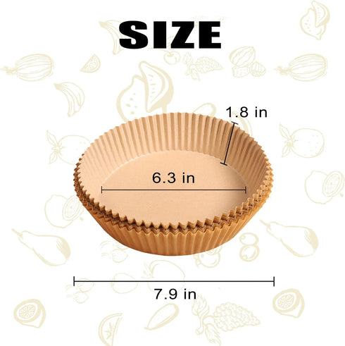 Air Fryer Disposable Paper Liner - 100PCS 6.3In Round Non-Stick Insert Parchment Paper Liners, Oil-proof, Water-proof Cooking Baking Roasting Filt...