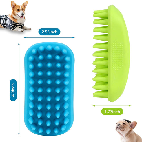 2 Pack Dog Bath Brush,Rubber Dog Shampoo Grooming Brush,Silicone Pet Wash & Massage Brushes,Dog Shower Wash Curry Brush for Long Short Hair,Medium...