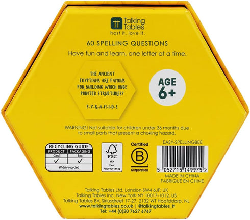 Talking Tables Fun Spelling Bee and Quiz Travel Pocket Game for Home or Journeys - Educational Trivia Cards with Trivia Challenges, for Boys or Gi...