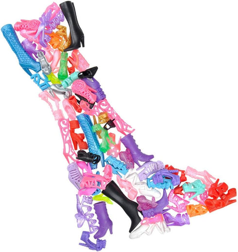 E-TING 1 Doll Shoes Rack Shoes Shelf Cupboard Accessory with 20 Pairs Doll Shoes High Heel Shoes Boots Sandals Set for 11.5 inch Girl Doll Playset...