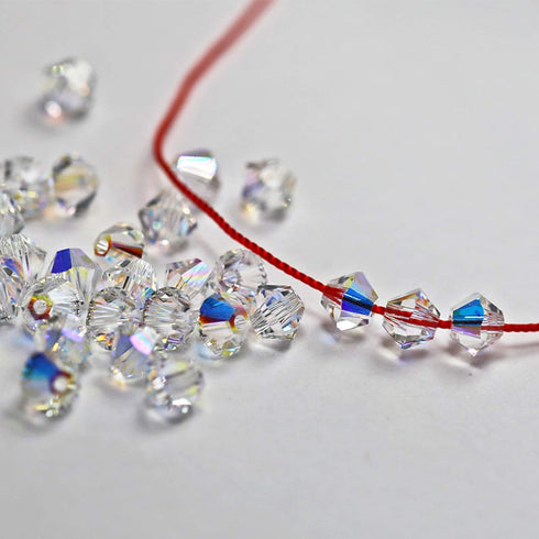 Dowarm 1000PCS Bicone Crystal Beads 4mm, Bulk Small Faceted Bicone Glass Beads for Jewelry Craft Making, DIY Bracelet, Necklace, Dolls (Crystal AB...