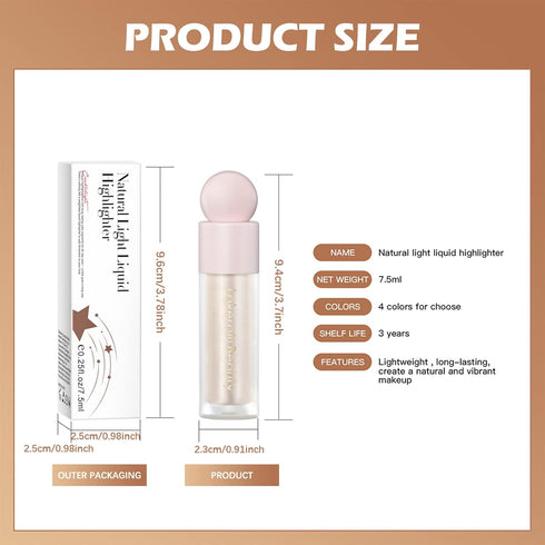 Erinde Liquid Highlighter Makeup, Face Highlighter Bronzer Makeup Stick, Natural Glossy Finish, Lightweight Blendable Silky Smooth Cream Face Illu...