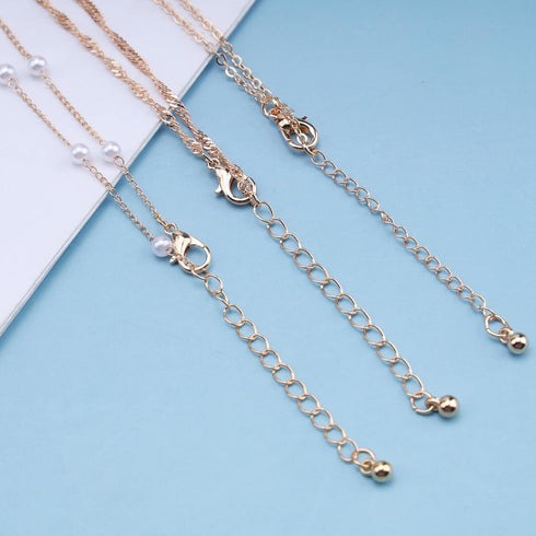 Bohemia Layering Necklace Choker Chain Gold Butterfly Pendant Necklace Chain Floating Pearl Choker Necklace Pearl Beads Necklace Jewelry for Women...