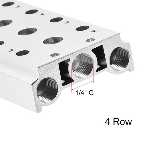 uxcell 1/4" G Thread 4 Row Aluminum Manifold Solenoid Air Pneumatic Valve Base Socket for 4V210 Series...