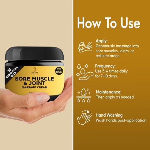 Sore Muscle & Joint Cream - Soothing Massage Relief for Neck, Back, Hands, Feet - Warming Hot Cream with Natural Essential Oils, Deeply Penetrates...